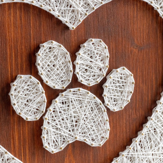 Detailed view of string art paw