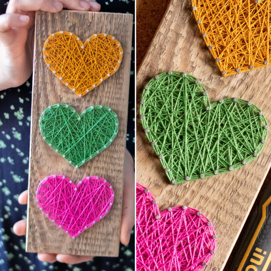 String Art Pattern - Three Hearts