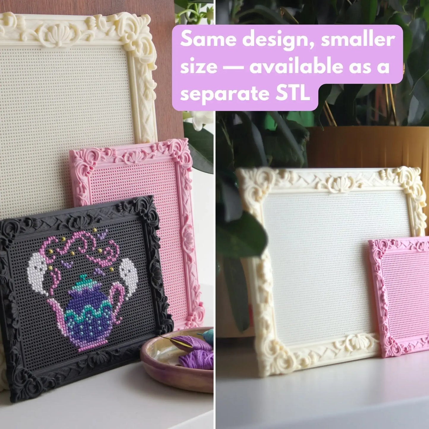 Rectangle Cross Stitch Frame STL File (Large) – 3D Print Stitchable Embroidery Frame