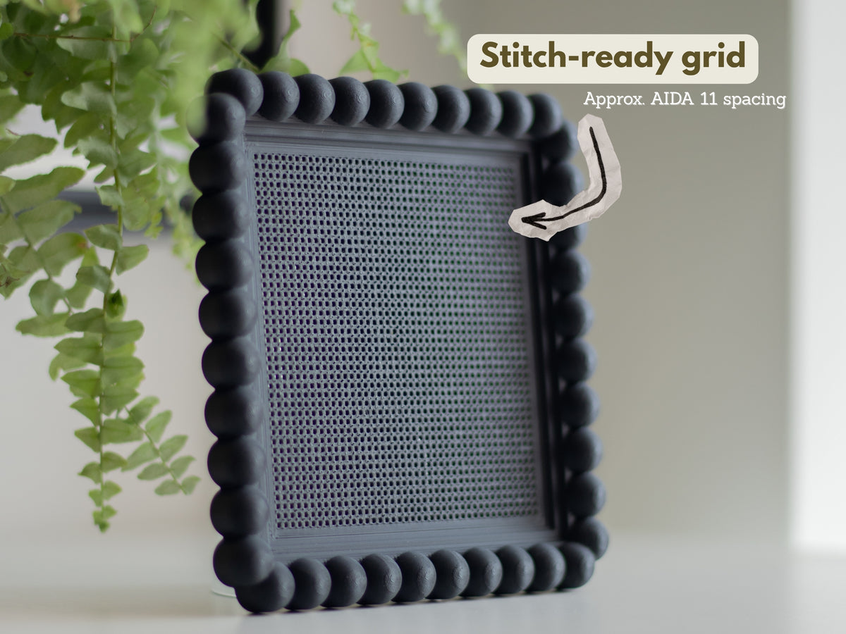 Bubble cross stitch frame printed in PLA with a chunky beaded border