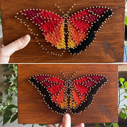 Butterfly string art pattern with printable design and instructions.