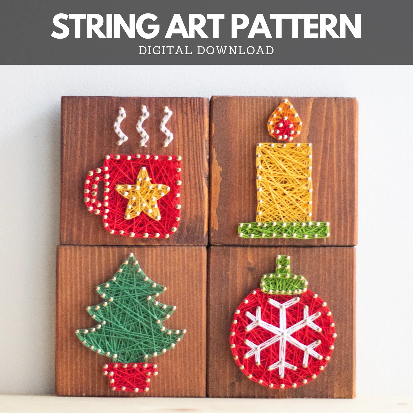 String Art Pattern - Set of Small Christmas Signs