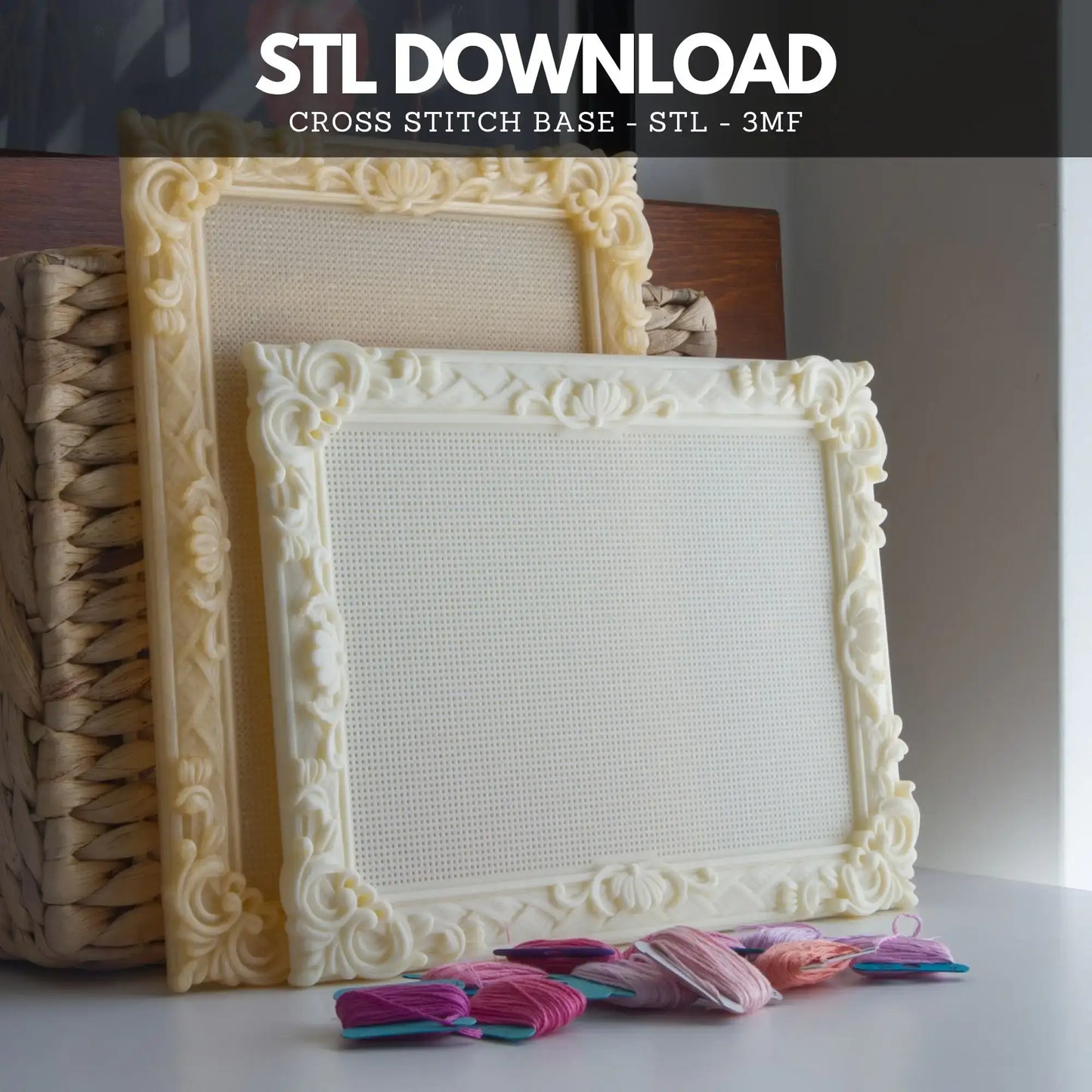 Rectangle Cross Stitch Frame STL File (Large) – 3D Print Stitchable Embroidery Frame