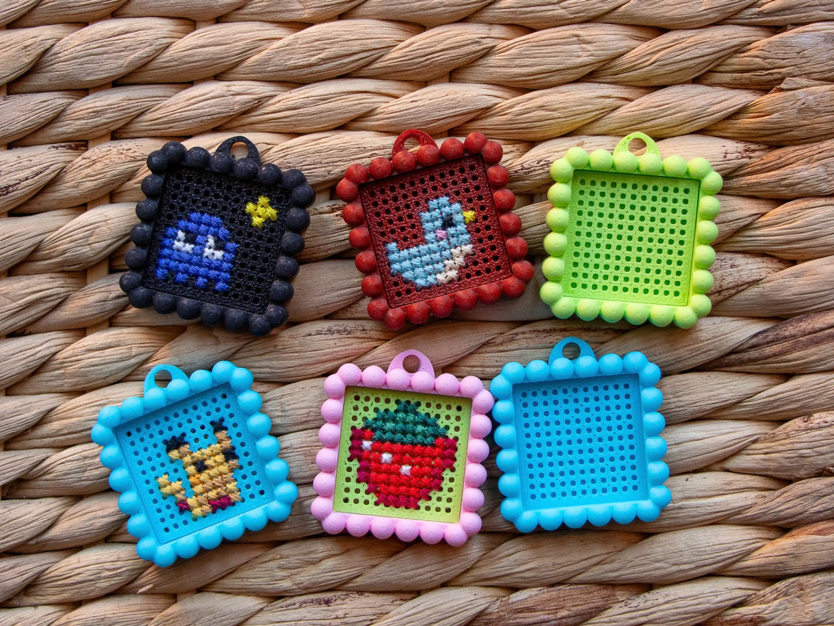 Cross Stitch Keychain Blanks with Clip-In Back