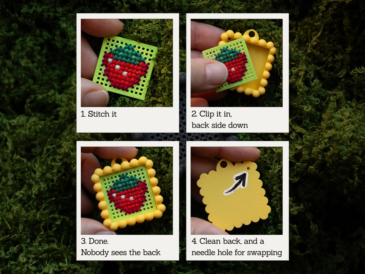 Cross Stitch Keychain Blanks with Clip-In Back