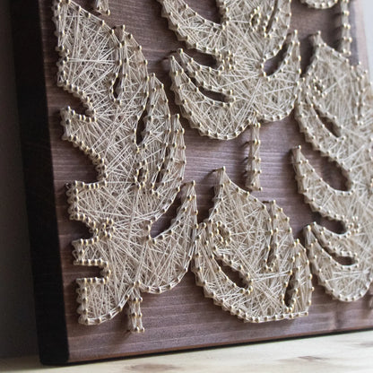 Monstera Deliciosa Leaves string art sign made from DIY kit