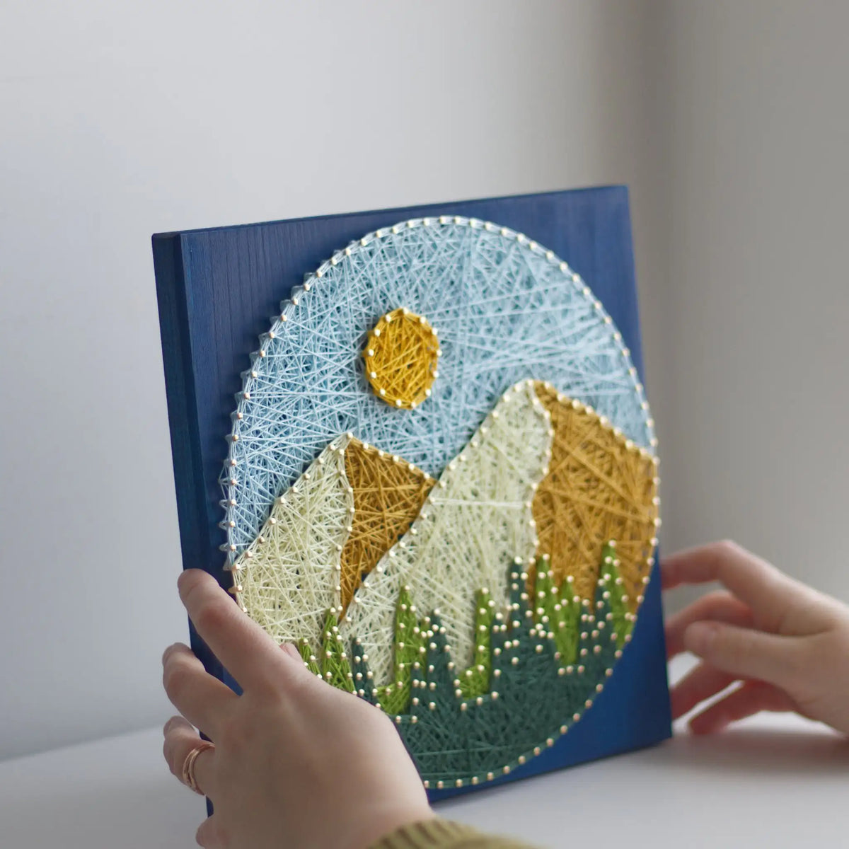 Round Base String Art Tutorial String Art Pattern - Round Mountain Landscape Printable PDF