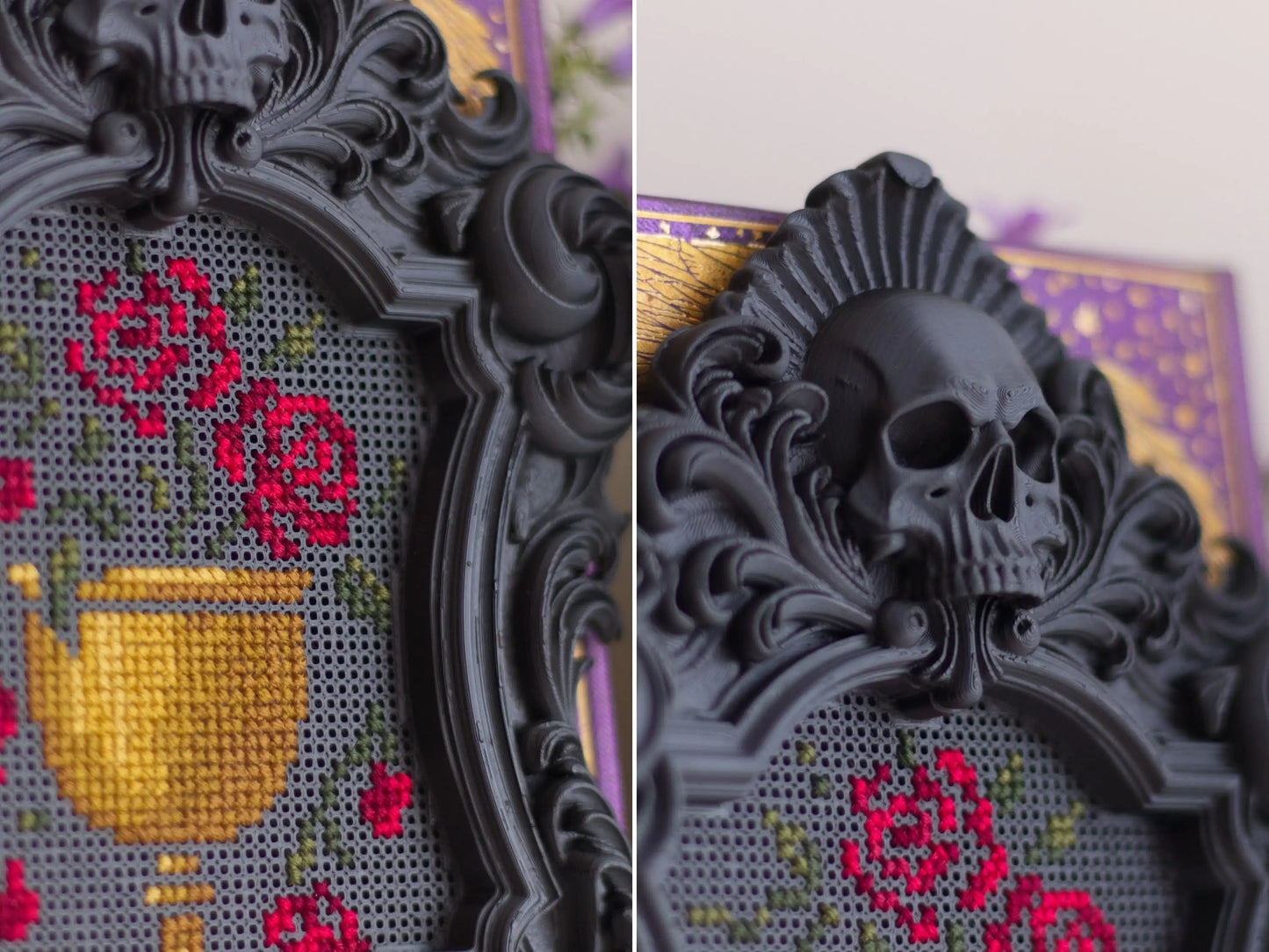 Gothic Skull Cross Stitch Frame STL File – 3D Print Stitchable Embroidery Frame