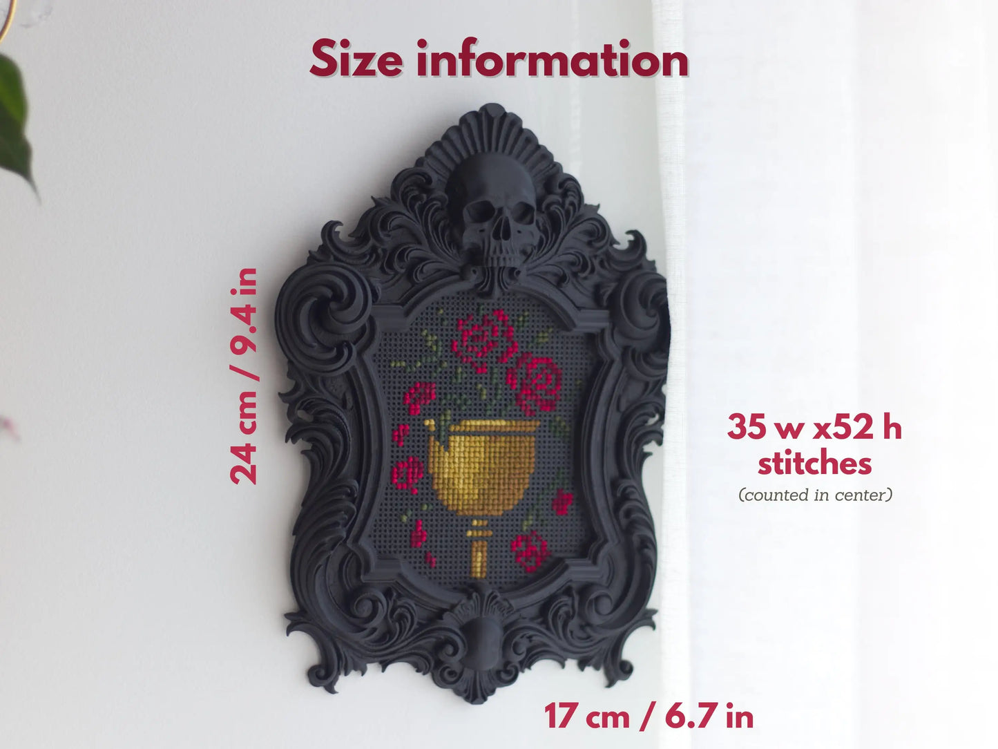 Gothic Skull Cross Stitch Frame STL – Commercial License