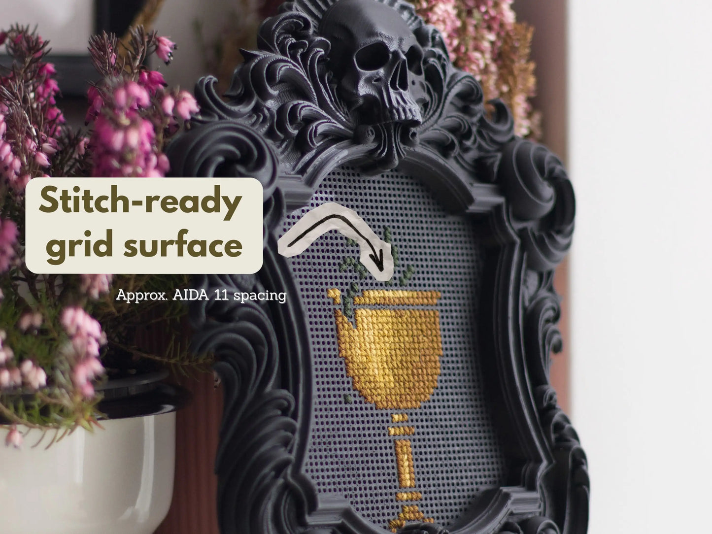 Gothic Skull Cross Stitch Frame STL – Commercial License