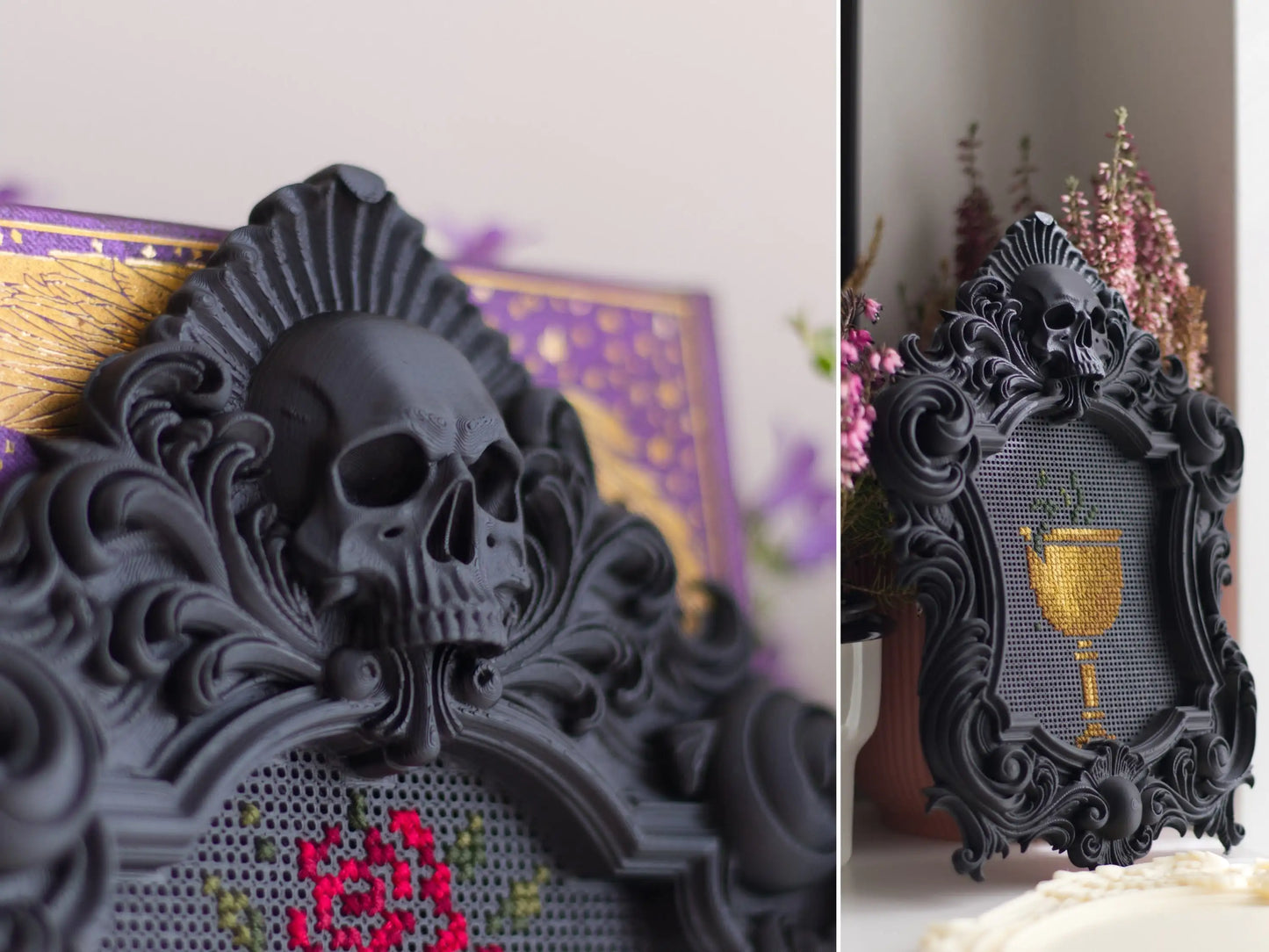 Gothic Skull Cross Stitch Frame STL File – 3D Print Stitchable Embroidery Frame
