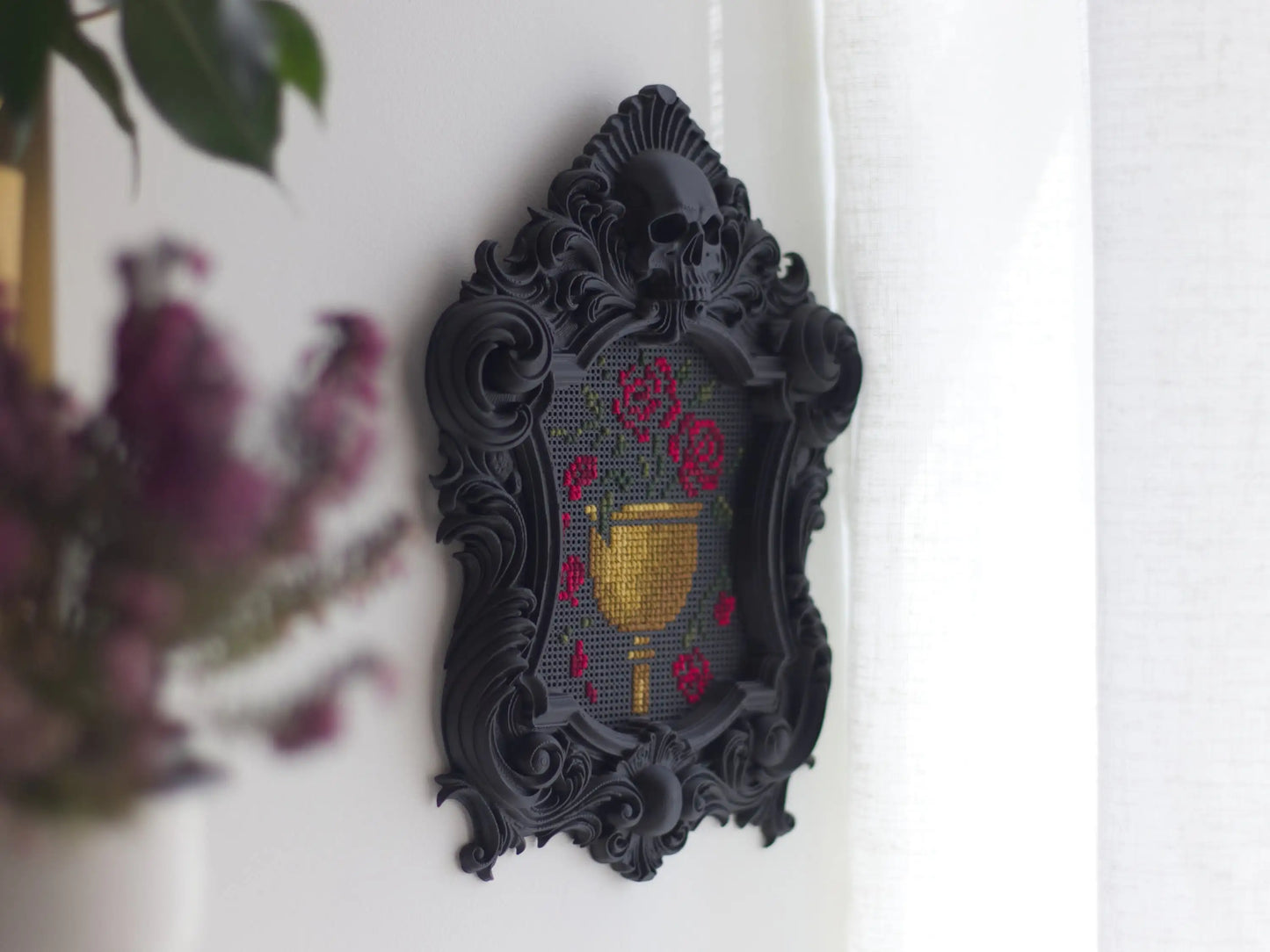 Gothic Skull Cross Stitch Frame STL File – 3D Print Stitchable Embroidery Frame