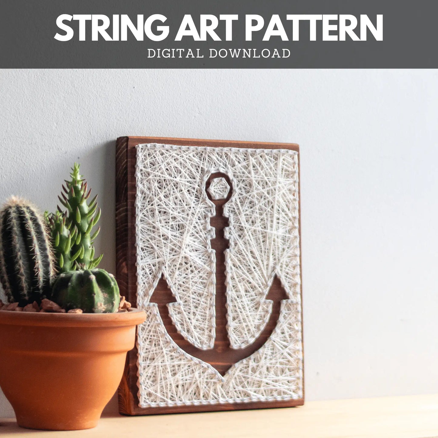 String Art Pattern – Anchor Silhouette