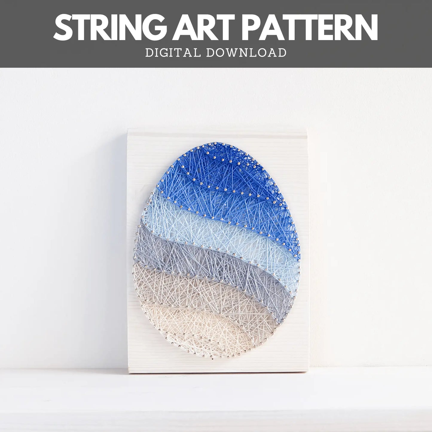 String Art Pattern - Easter Egg with Stripes