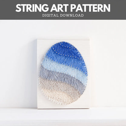 String Art Pattern - Easter Egg with Stripes