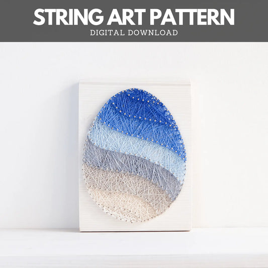 String Art Pattern - Easter Egg with Stripes
