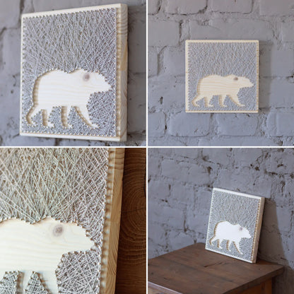 String Art Pattern - Bear Silhouette